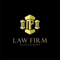 MP initial monogram logo for lawfirm with pillar design vector