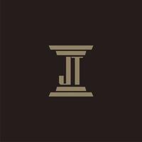 JT monogram initial logo for lawfirm with pillar design vector