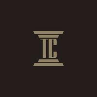 TC monogram initial logo for lawfirm with pillar design vector