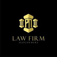 PM initial monogram logo for lawfirm with pillar design vector