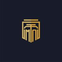 logotipo de monograma inicial mn elegante con diseño de estilo de escudo para mural de juegos de bufete de abogados vector