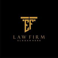 EF monogram initial logo for lawfirm with pillar design vector