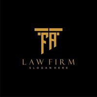 FA monogram initial logo for lawfirm with pillar design vector