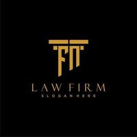 FN monogram initial logo for lawfirm with pillar design vector