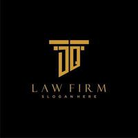 DQ monogram initial logo for lawfirm with pillar design vector