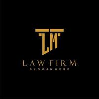 LM monogram initial logo for lawfirm with pillar design vector