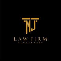 MJ monogram initial logo for lawfirm with pillar design vector