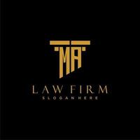 MA monogram initial logo for lawfirm with pillar design vector