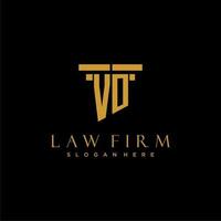 VO monogram initial logo for lawfirm with pillar design vector