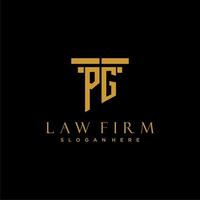 PG monogram initial logo for lawfirm with pillar design vector