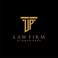 UP monogram initial logo for lawfirm with pillar design vector