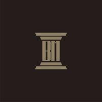 BM monogram initial logo for lawfirm with pillar design vector