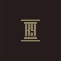 KY monogram initial logo for lawfirm with pillar design vector