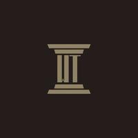 WT monogram initial logo for lawfirm with pillar design vector