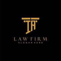 IA monogram initial logo for lawfirm with pillar design vector