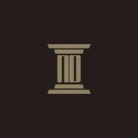 ND monogram initial logo for lawfirm with pillar design vector