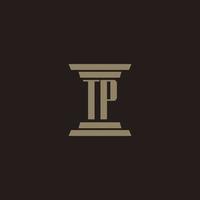TP monogram initial logo for lawfirm with pillar design vector