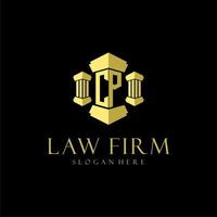 CP initial monogram logo for lawfirm with pillar design vector