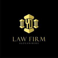 YO initial monogram logo for lawfirm with pillar design vector