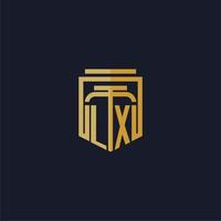 LX initial monogram logo elegant with shield style design for wall mural lawfirm gaming vector