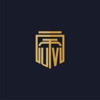 UV initial monogram logo elegant with shield style design for wall mural lawfirm gaming vector