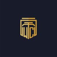 WC initial monogram logo elegant with shield style design for wall mural lawfirm gaming vector