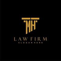 MH monogram initial logo for lawfirm with pillar design vector