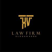 XV monogram initial logo for lawfirm with pillar design vector