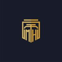 MH initial monogram logo elegant with shield style design for wall mural lawfirm gaming vector