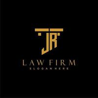 logotipo inicial del monograma jr para bufete de abogados con diseño de pilar vector