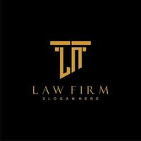 LN monogram initial logo for lawfirm with pillar design vector