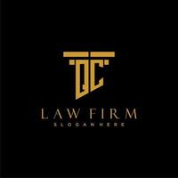 QC monogram initial logo for lawfirm with pillar design vector