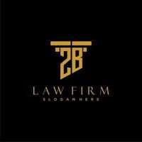 ZB monogram initial logo for lawfirm with pillar design vector