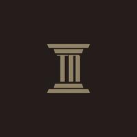 TN monogram initial logo for lawfirm with pillar design vector