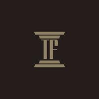 TF monogram initial logo for lawfirm with pillar design vector