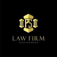 PS initial monogram logo for lawfirm with pillar design vector