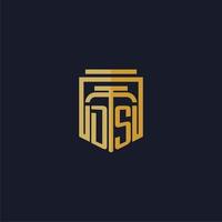 DS initial monogram logo elegant with shield style design for wall mural lawfirm gaming vector