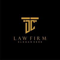 DC monogram initial logo for lawfirm with pillar design vector