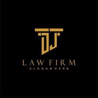 DJ monogram initial logo for lawfirm with pillar design vector