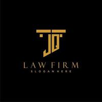 JQ monogram initial logo for lawfirm with pillar design vector