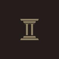 TT monogram initial logo for lawfirm with pillar design vector