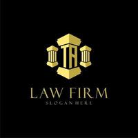 TA initial monogram logo for lawfirm with pillar design vector