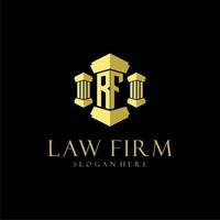 RF initial monogram logo for lawfirm with pillar design vector