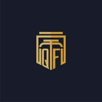 QF initial monogram logo elegant with shield style design for wall mural lawfirm gaming vector