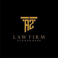 AZ monogram initial logo for lawfirm with pillar design vector