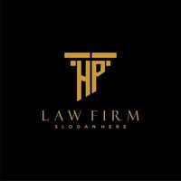 HP monogram initial logo for lawfirm with pillar design vector