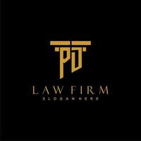 PD monogram initial logo for lawfirm with pillar design vector