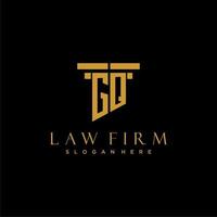 GQ monogram initial logo for lawfirm with pillar design vector