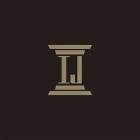 IJ monogram initial logo for lawfirm with pillar design vector