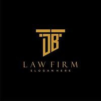 DB monogram initial logo for lawfirm with pillar design vector